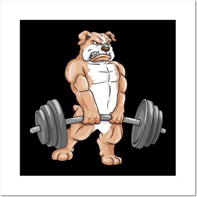 Funny bulldog as a bodybuilder Wall Art by Markus Schnabel